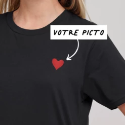 T-shirt Brodé Noir Avec Picto