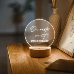 Lampe LED Personnalisée Ronde Avec Texte