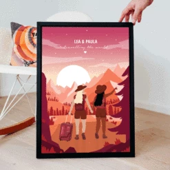 Poster Personnalisé Voyage En Couple – Illustration