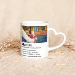 Mug Personnalisé Poignée Cœur Avec Photo Et Définition
