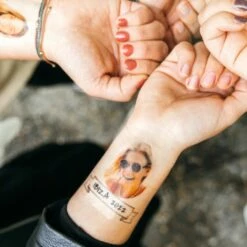 Lot De 4 Tatouages Personnalisés Avec Visage Et Bannière